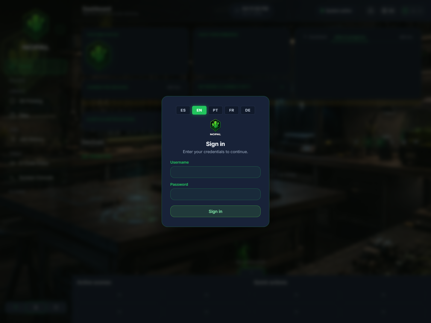 NOPAL sign-in screen